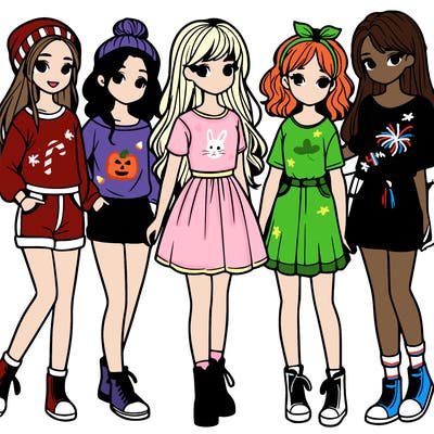 a group of five girls