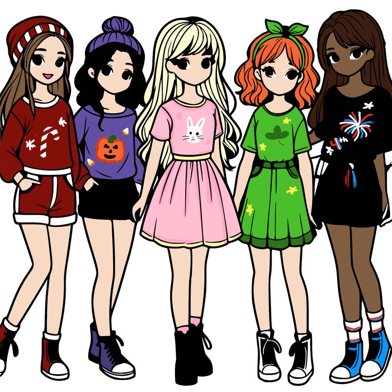 a group of five girls