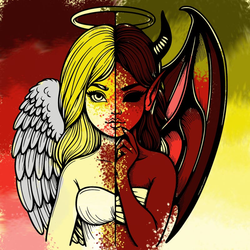 realistic angel half demon