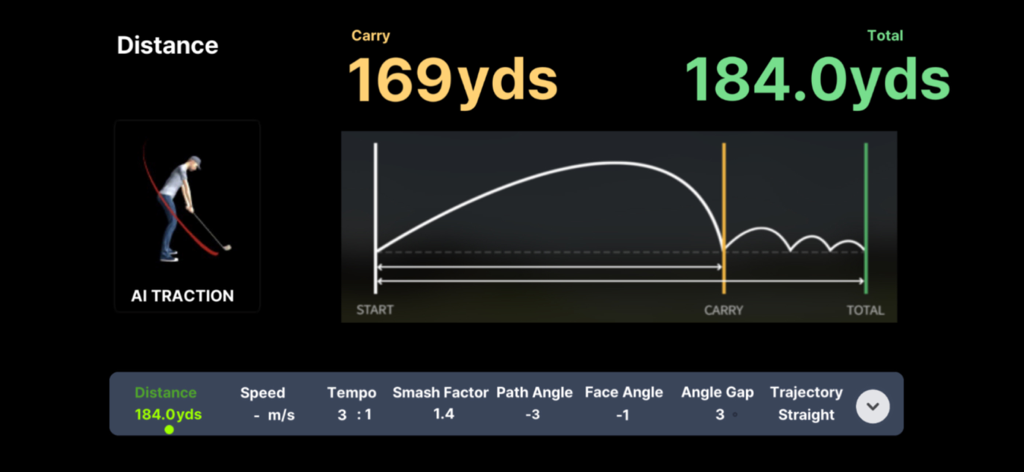 SmartGolf AI Analyzer - SmartGolf AI Analyzer interface displaying ball flight trajectory carry distance and professional swing metrics