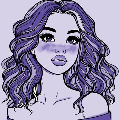 realistic girl with wavy hair and lips