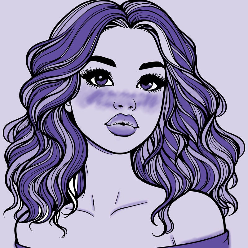 realistic girl with wavy hair and lips