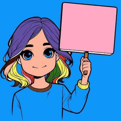 realistic girl holding up a sign