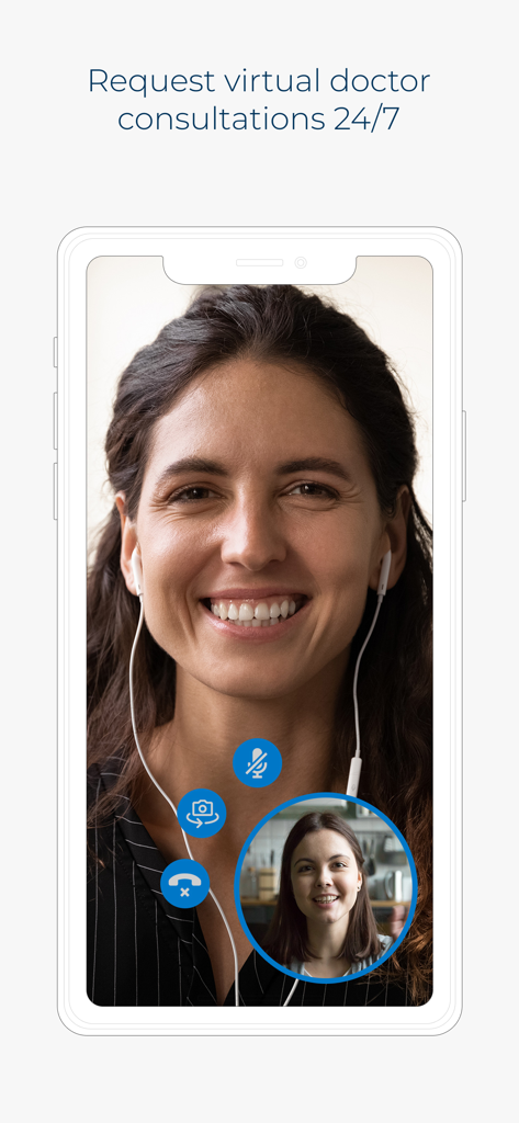 Bupa Global MembersWorld - Bupa Global MembersWorld app screen showing a 24/7 virtual doctor video consultation