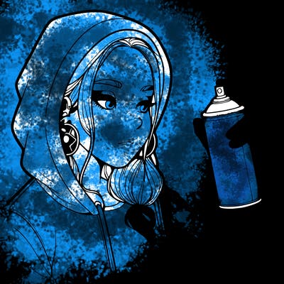 a realistic girl, spray painting