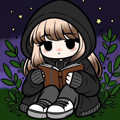 girl in oversized hoodie reading a book