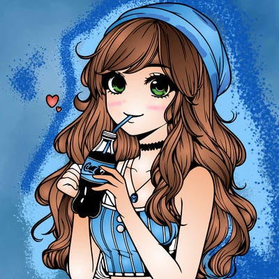 realistic girl drinking coke