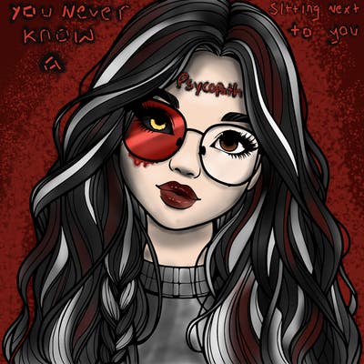 girl with long hair and freckles and glasses realistic