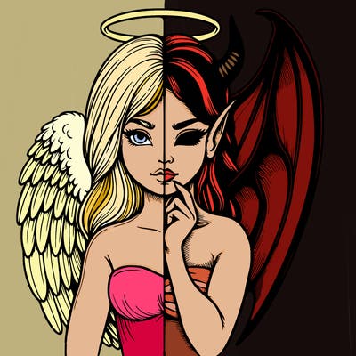 realistic angel half demon