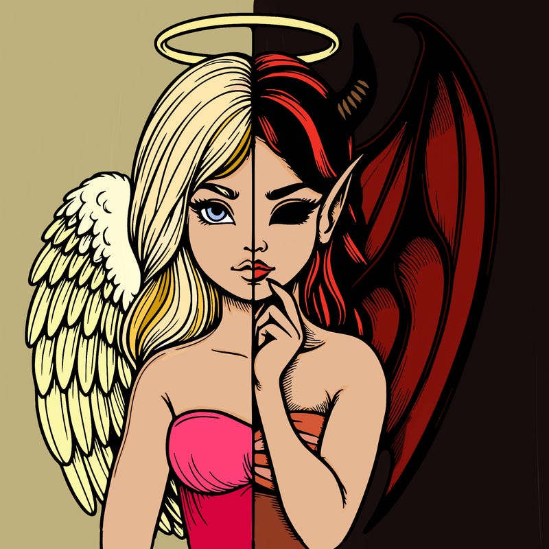 realistic angel half demon