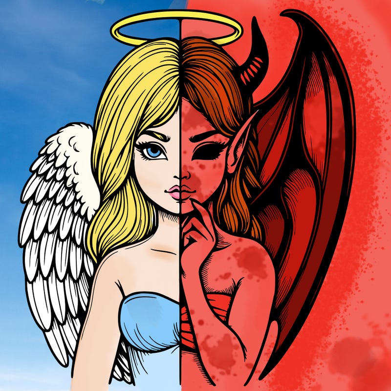 realistic angel half demon