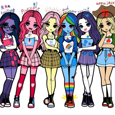 a group of girls realistic