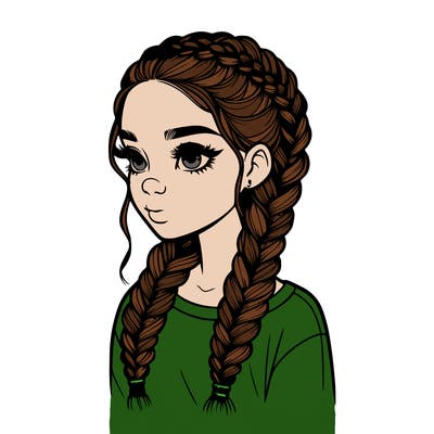 realistic girl with braids