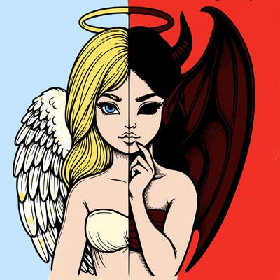 realistic angel half demon