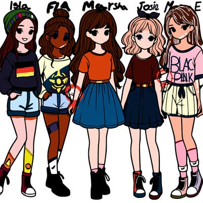 a group of five girls