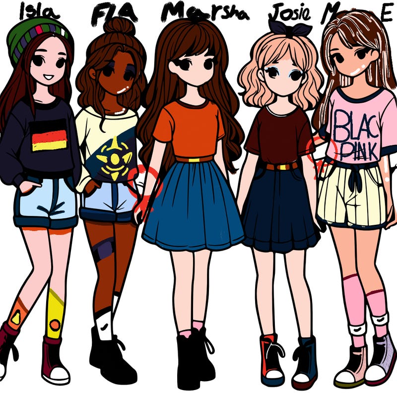 a group of five girls