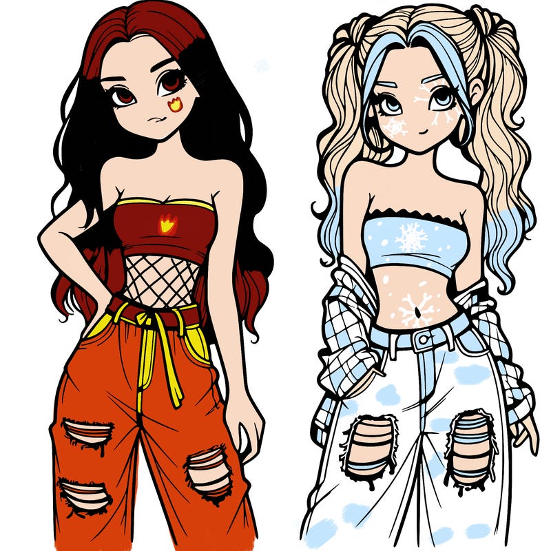 2 girls in crop tops and baggy jeans ripped