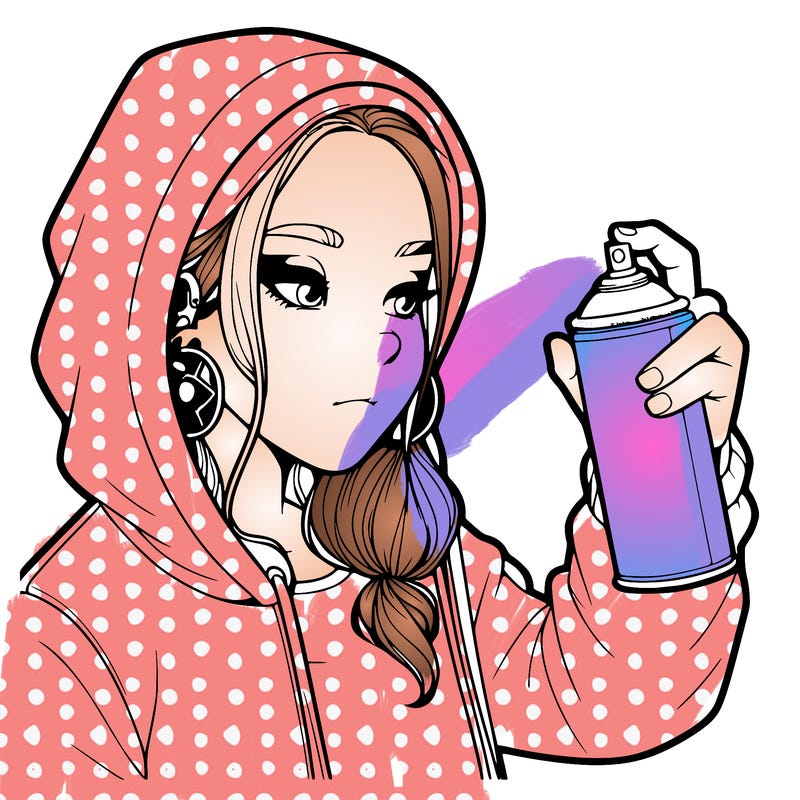 a realistic girl, spray painting