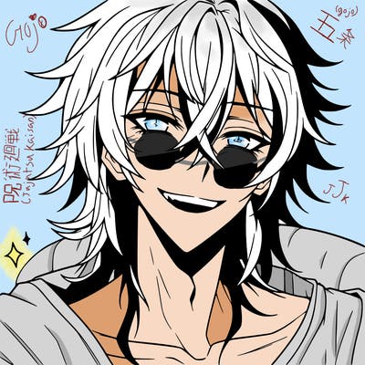 hot anime boy with long ish hair and a has a grin