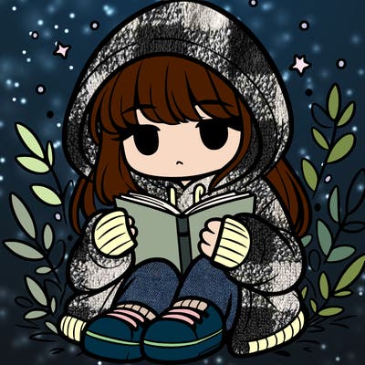 girl in oversized hoodie reading a book