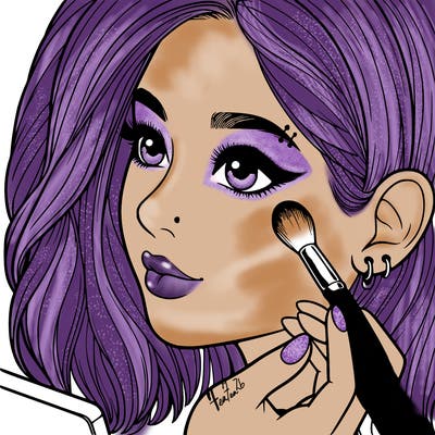 a realistic girl doing her makeup