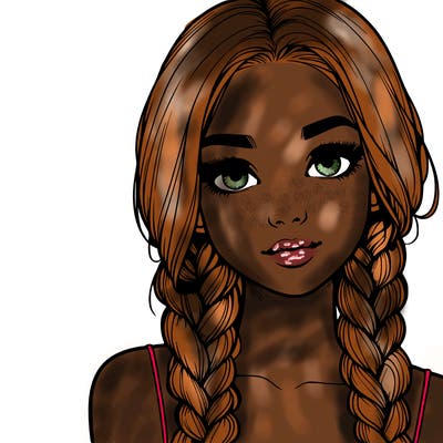 realistic girl with braids