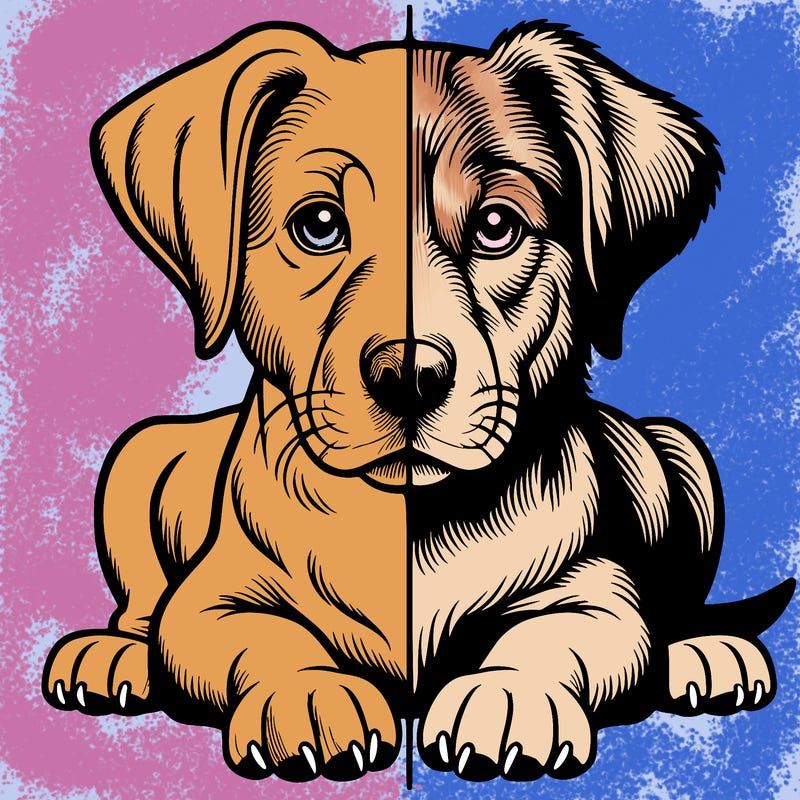 realistic dog split picture