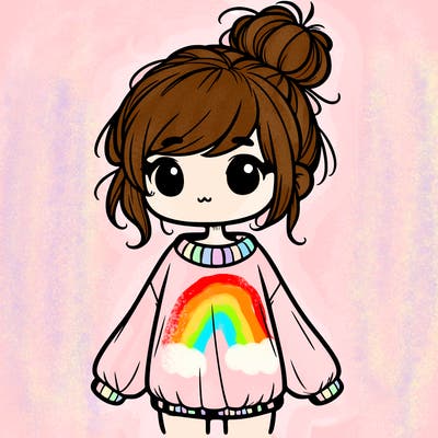 cute girl with baggy sweater and messy bun