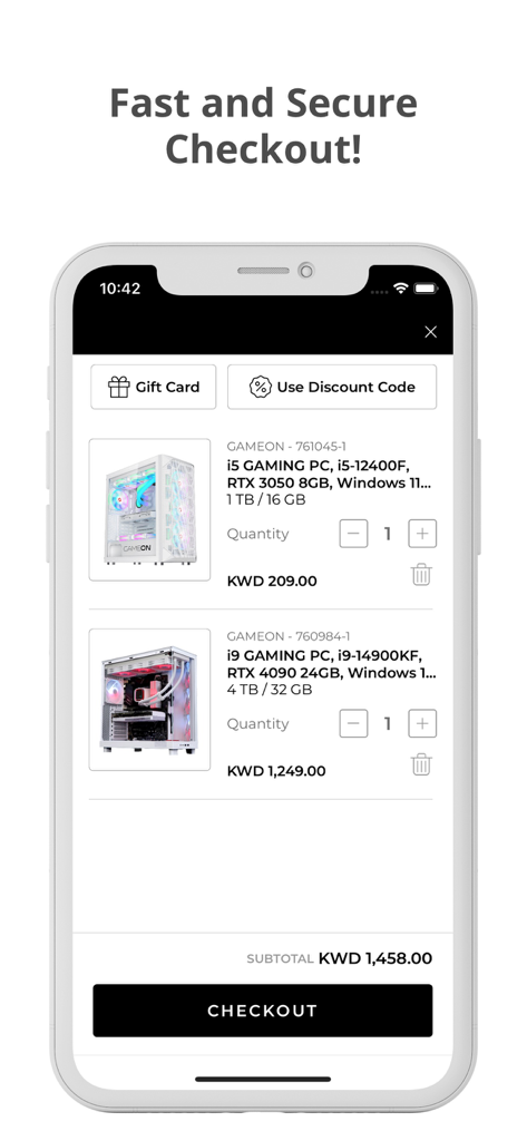 Blink Online Shopping - Pantalla de pago de la aplicación móvil Blink Compras Online con PCs gaming.