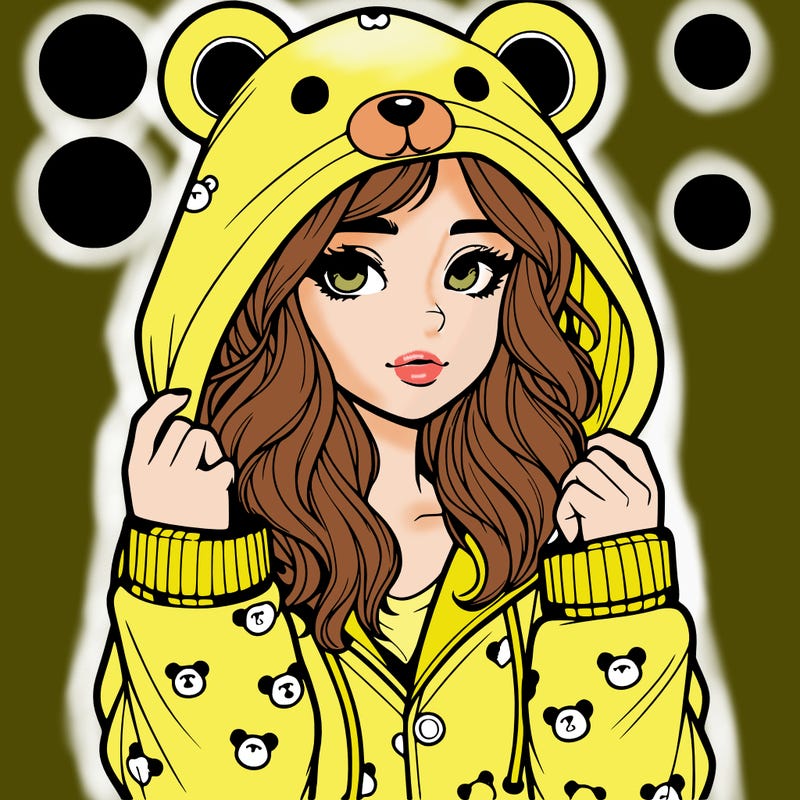 realistic girl in a animal pjs hoodie