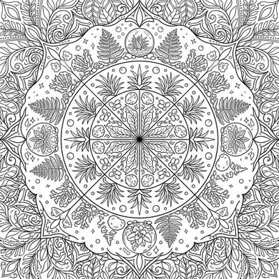 Explore the serene world of miniature ecosystems with this captivating Terrarium Plants Mandala coloring page. Its intricate circular design, filled with lush botanical elements, offers a unique blend of nature's calm and artistic challenge.