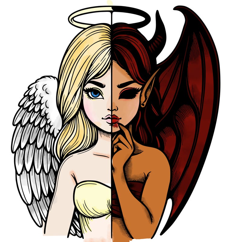 realistic angel half demon