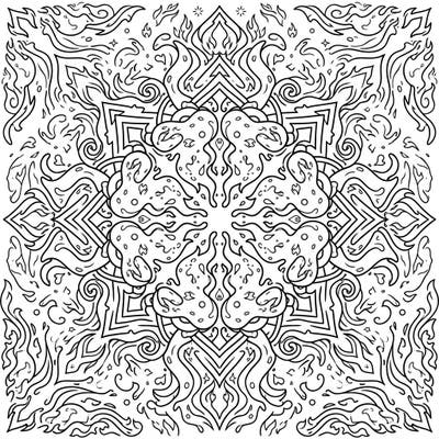 Immerse yourself in the captivating world of this Fire Slime Mandala coloring page. This intricate design combines the allure of fiery creatures with the calming balance of perfect symmetry for a truly unique artistic adventure.