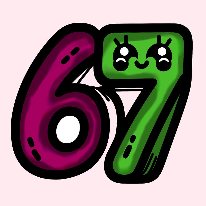 the numbers 67