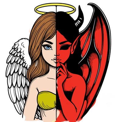 realistic angel half demon