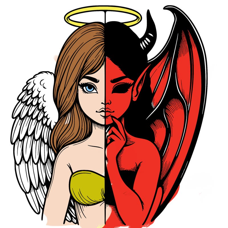 realistic angel half demon