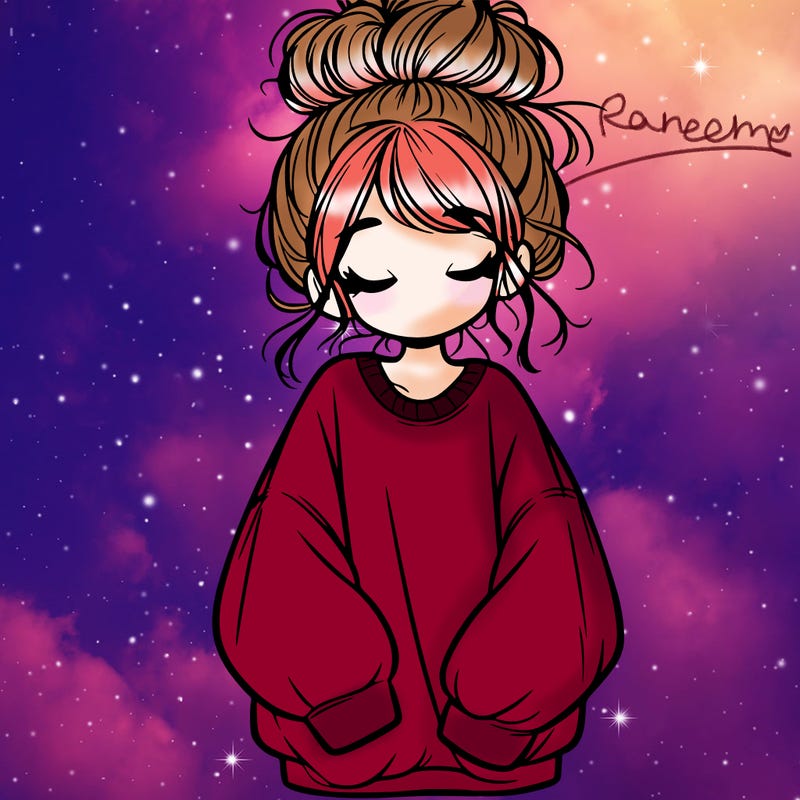 girl with baggy sweatshirt and messy bun