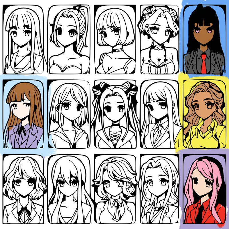 girls that look diffrent anime