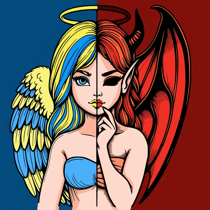 realistic angel half demon