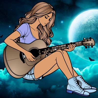 realistic woman play guitar