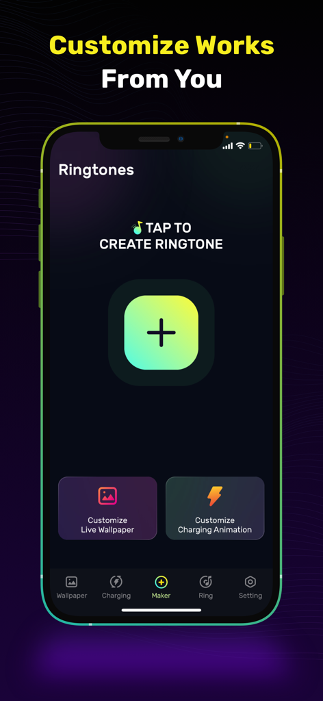 Ringtones & Live Wallpaper - Interface of an app to create custom ringtones and live wallpapers on iPhone