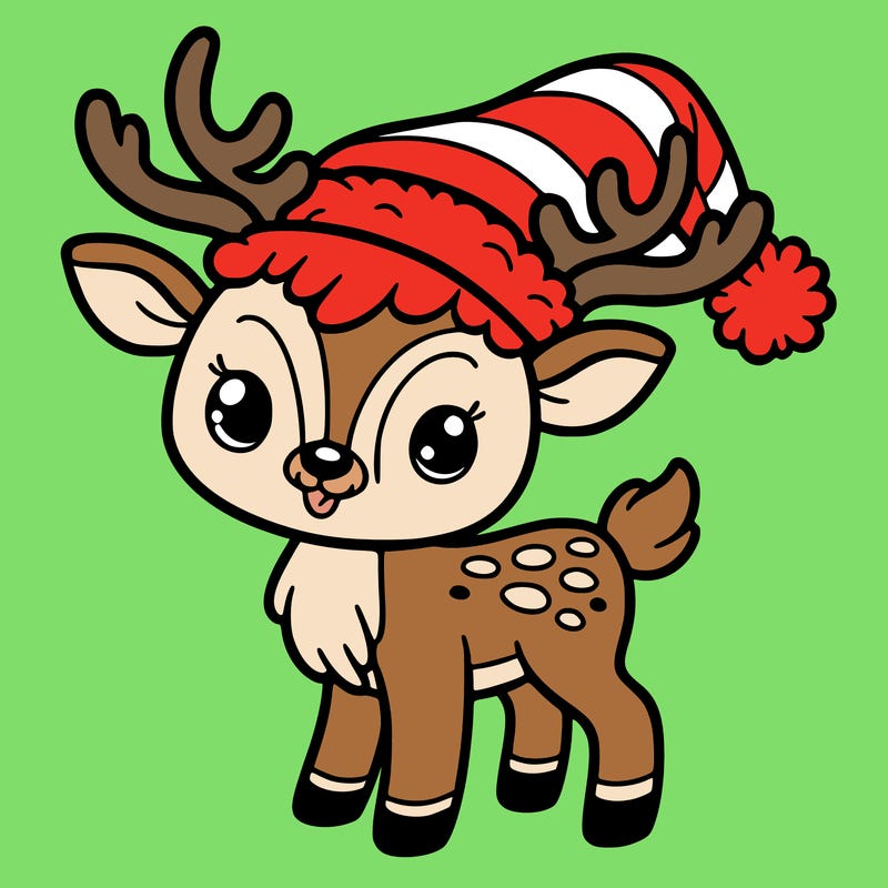 christmas reindeer with santa hat