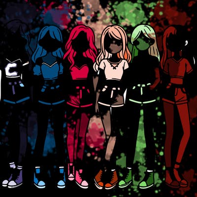 a group of girls wearing crop tops and shorts