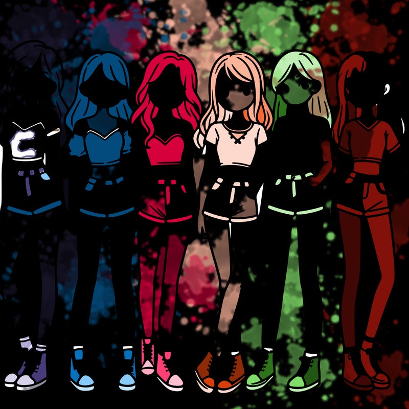 a group of girls wearing crop tops and shorts