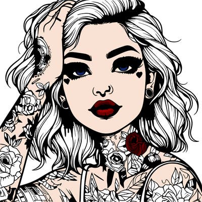 realistic girl with tattoos all over