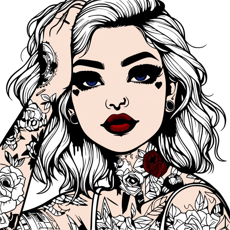 realistic girl with tattoos all over