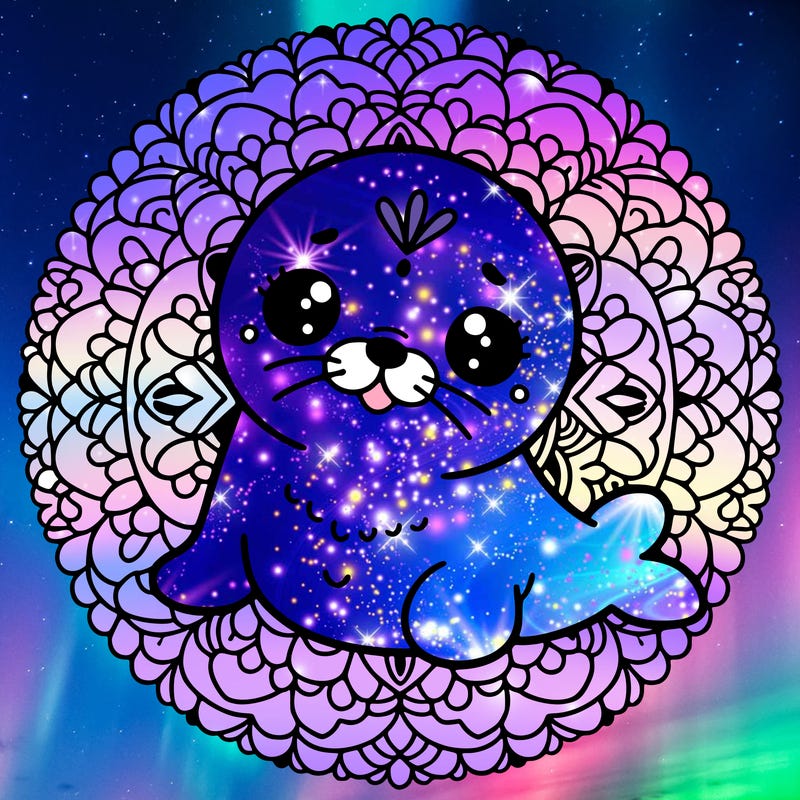 a cute baby seal mandala
