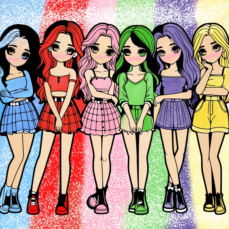 a group of girls realistic