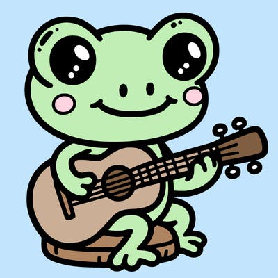 frog playing a guitar
