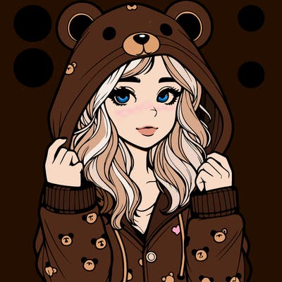 realistic girl in a animal pjs hoodie
